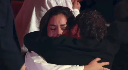 Isabelle Boer, daughter of De Librije founders Jonnie and Terese Boer, gets a hug from head chef Nelson Tanate. The restaurant held the three-star honor after Jonnie Boer's death. 6 October 2025
