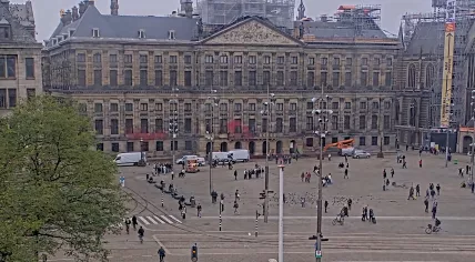 Royal Palace on Dam Square in Amsterdam defaced with red paint and the words "fuck Israel" on the second anniversary of the start of the Gaza war, 7 October 2025