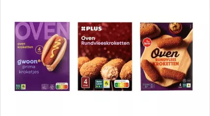 Frozen croquettes from G'woon, PLUS and 1deBeste which were subject to a recall because of bone contamination. Sept. 2025