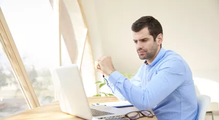 A man works on a test