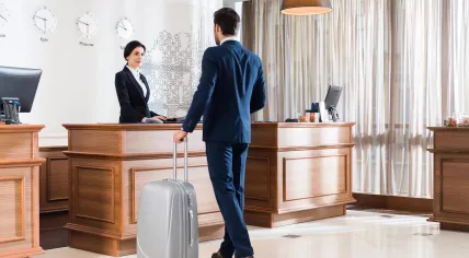 Checking in at the hotel