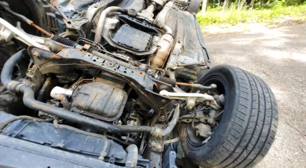 An overturned car