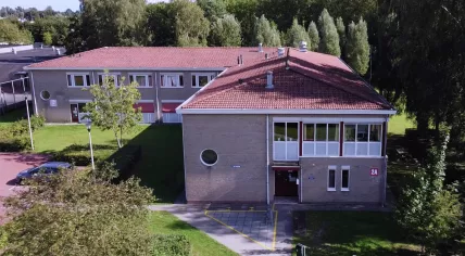 Aerial view of the asylum seeker center in Dronten, Flevoland. 2021