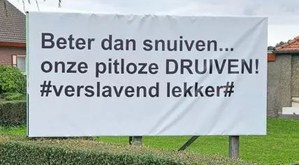 Banner with the winner of the worst slogan of the year of 2025 on it, Zuid-Limburg. 