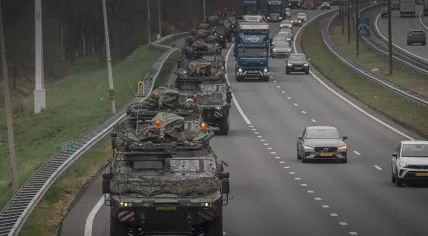 Archive photo of a military convoy on a Dutch road.