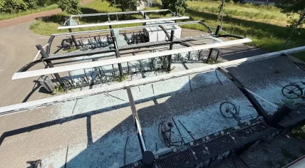 Bicycle parking at Breda-Prinsenbeek station after it was vandalized earlier this year.