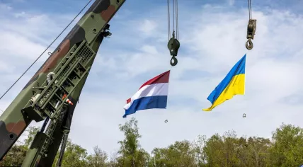 Dutch and Ukrainian flags