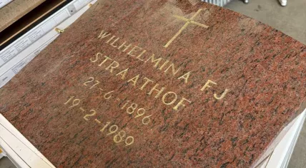 Gravestone left at a thrift store in Aalsmeer, January 2026