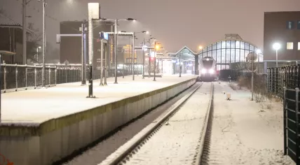 Snow on the tracks at Leeuwarden station, January 28, 2026.