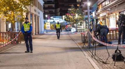 Authorities at the aftermath of a deadly fire at a bar in Crans-Montana, Switzerland, on New Year's Eve. 1 January 2026