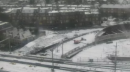 Snowfall along the train tracks in Groningen. 3 Jan. 2026