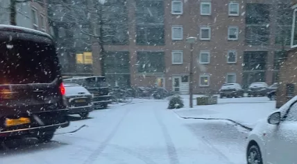Snow covered street in Amsterdam, 5 January 2025