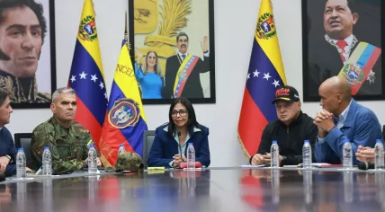Interim Venezuelan President Delcy Rodríguez leads a Cabinet meeting after U.S. troops captured President Nicolás Maduro and his wife, Cilia Flores. 4 Jan. 2026