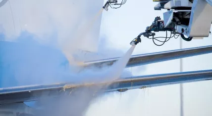 KLM de-icing a plane at Schiphol Airport, 7 January 2025