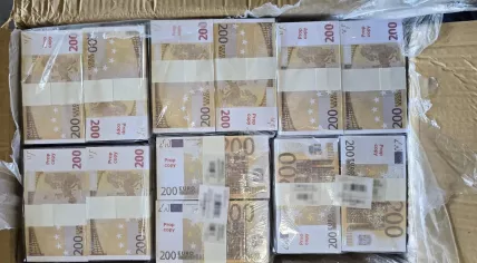 Counterfeit cash seized during an Europol operation involving 18 countries, February 2026.