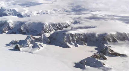The Larsen Ice Shelf in Antarctica viewed from NASA's DC-8 aircraft during the AirSAR 2004 campaign.
