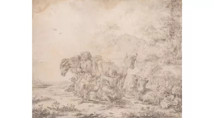 Landscape with Herders and their Animals at rest by Paulus Potter