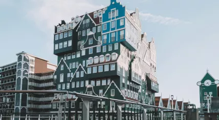 The Inntel Hotels Amsterdam Zaandam, a stacked-design landmark in Noord-Holland. 2018