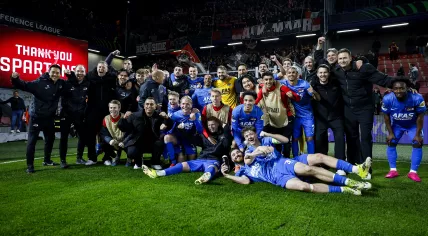 AZ Alkmaar players after the UEFA Conference League match between Sparta Prague and AZ Alkmaar at Stadion Letná on March 19, 2026, in Prague, Czechia.