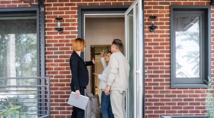 People talking at the door