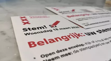 Amsterdam voting pass for the municipal electios on 18 March 2026