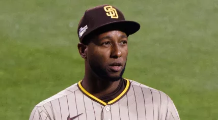 Baseball player Jurickson Profar, originally from Curaçao, playing in left field for the San Diego Padres. 7 Oct. 2022