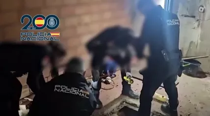 Spanish National Police officers inspect an underground drug-smuggling tunnel in Ceuta, Spain. March 31, 2026