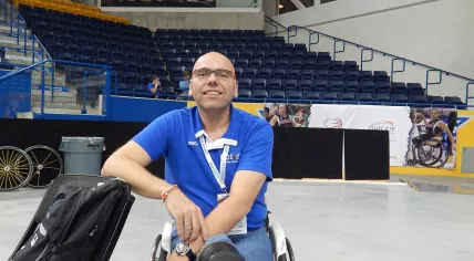 Former coach of the Dutch women's wheelchair basketball side, Gertjan van der Linden, 28 June 2014.