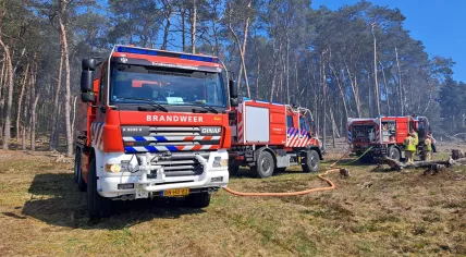 Firefighters damping down a smoldering blaze in the Utrechtse Heuvelrug National Park. 26 April 2026