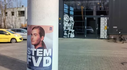 An FvD sticker for the 2026 municipal election in Zwijndrecht, 26 February 2026