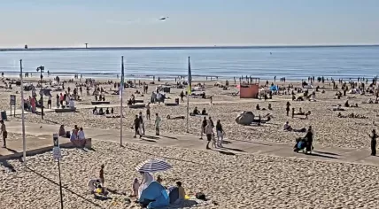 Crowds gathered into the early evening at the Hoek van Holland beach in Zuid-Holland on the first summery day of the year. 1 May 2026