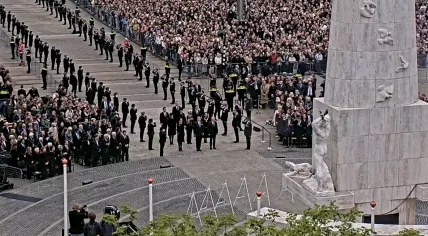 King Willem-Alexander and Queen Máxima arrive at the Remembrance Day memorial at the National Monument on Dam Square in Amsterdam. 4 May 2026