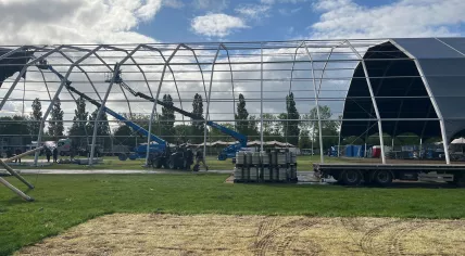 Crews were still tearing down the Music On festival site in Amsterdam-Oost on Tuesday, 12 May 2026