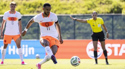 Cody Gakpo of Oranje scores the 2-1 win for the Netherlands during a friendly match against Uzbekistan in the Icahn stadion in New York, 8 June 2026