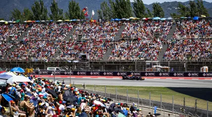 Max Verstappen in his Red Bull car during the Spanish Grand Prix in Barcelona, June 14, 2026.