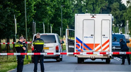 Police investigate the scene at a home on Meerhoven in Meerstad, Groningen, where a married couple was found dead. June 17-18, 2026