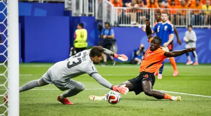 Brian Brobbey of the Netherlands scores the 2-0 during the FIFA World Cup 2026 Group F match between the Netherlands and Sweden at Houston Stadium in Houston, United States, on June 20, 2026.