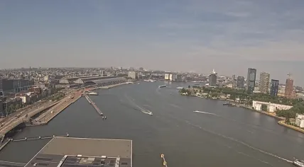 Looking west along the IJ River in Amsterdam on a scorching hot day. 26 June 2026