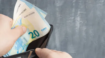 Taking out euros.