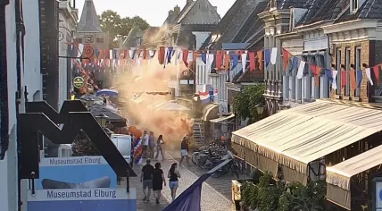 Smoke in Elburg after Oranje score their fifth goal in their FIFA World Cup game against Sweden, June 20, 2026.