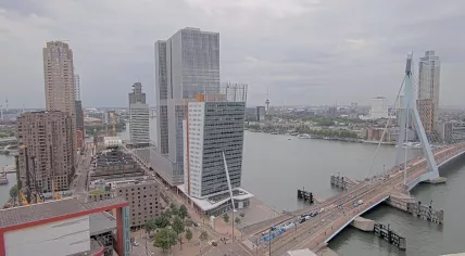 A cloudy day in Rotterdam, viewed from the Erasmus Bridge, 2 June 2026