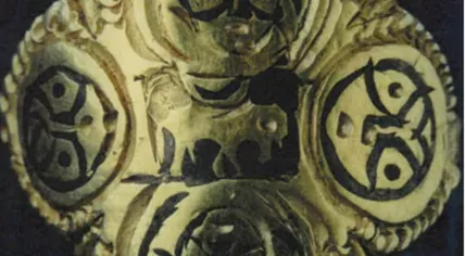 Medieval gold ring depicting the Lamb of God and the four evangelists, c. 9th–10th century. Discovered in Sumar (Friesland) in 1997. Registered as a protected Dutch cultural asset.