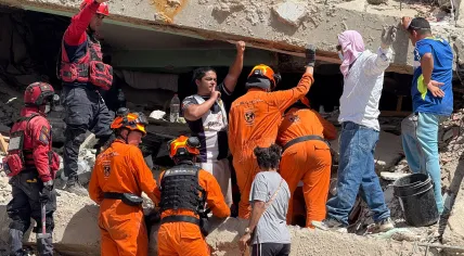 A Dutch search and rescue team assists assisted in the rescue and treatment of a boy five days after two earthquakes struck northern Venezuela. 29 June 2026 