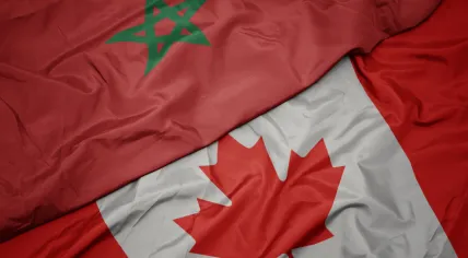 Canadian, Moroccan flags.