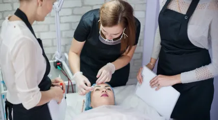 Interns at a cosmetology school.