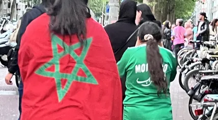 Football fans gather in Amsterdam-Oost to celebrate Morocco’s World Cup victory over Canada. 4 July 2026