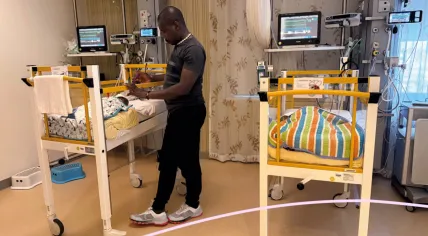 Father of quadruplets Lamin F. Saidykhan. after the birth of his four sons at the Maxima MC in Noord-Brabant.