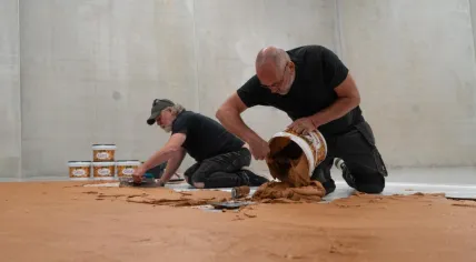 The Peanut Butter Floor by the late artist Wim T. Schippers in the making at Museum Boijmans Van Beuningen in Rotterdam, July 2026