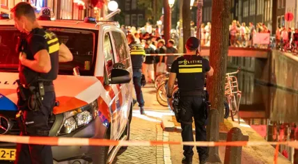 Amsterdam police during human trafficking raids in the Red Light District, 14 July 2026