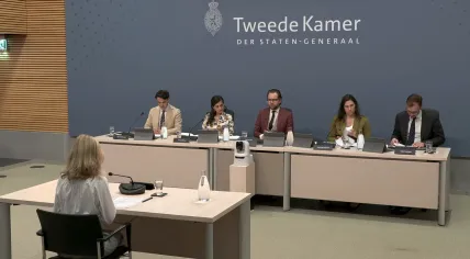 Members of Parliament prepare to question coronavirus policy skeptic Romy Quint during the Tweede Kamer’s Covid-19 committee. 3 July 2026